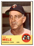 1963 Topps Baseball #531 Sam Mele Twins EX-MT 514234