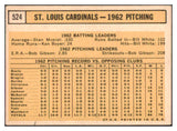 1963 Topps Baseball #524 St. Louis Cardinals Team EX 514248