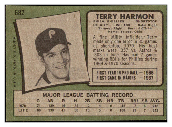 1971 Topps Baseball #682 Terry Harmon Philles EX-MT 514256