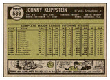 1961 Topps Baseball #539 Johnny Klippstein Senators EX-MT 514289