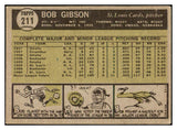 1961 Topps Baseball #211 Bob Gibson Cardinals VG-EX 514433