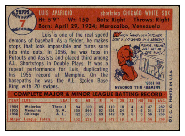 1957 Topps Baseball #007 Luis Aparicio White Sox EX+/EX-MT 514472