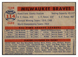 1957 Topps Baseball #114 Milwaukee Braves Team EX 514476