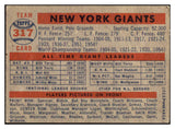 1957 Topps Baseball #317 New York Giants Team EX 514486