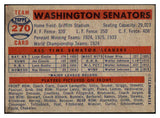 1957 Topps Baseball #270 Washington Senators Team EX 514489