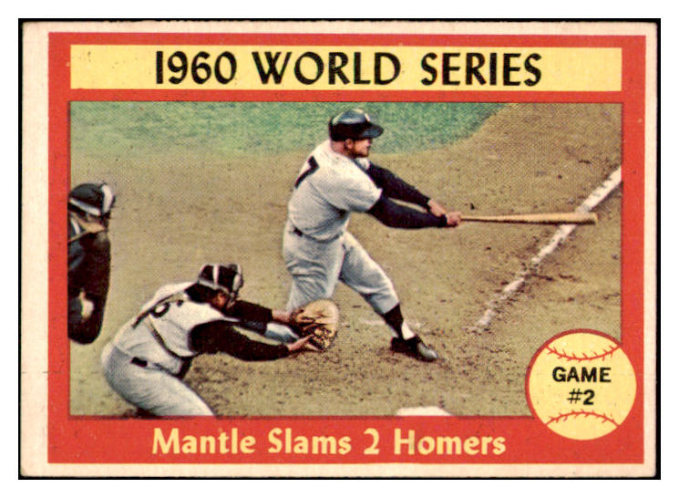 1961 Topps Baseball #307 World Series Game 2 Mickey Mantle VG-EX 514554