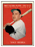 1961 Topps Baseball #472 Yogi Berra MVP Yankees EX-MT 514557