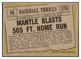 1961 Topps Baseball #406 Mickey Mantle IA Yankees EX-MT 514563