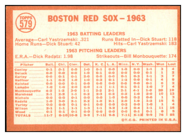 1964 Topps Baseball #579 Boston Red Sox Team EX-MT/NR-MT 514578