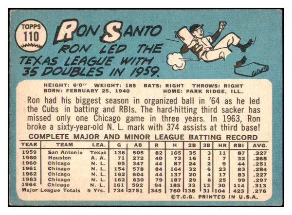 1965 Topps Baseball #110 Ron Santo Cubs VG-EX 514761