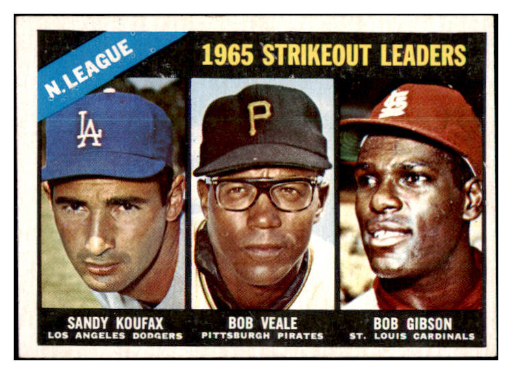 1966 Topps Baseball #225 N.L. Strike Out Leaders Koufax EX 514765