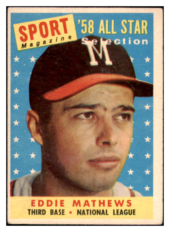 1958 Topps Baseball #480 Eddie Mathews A.S. Braves VG-EX 514767