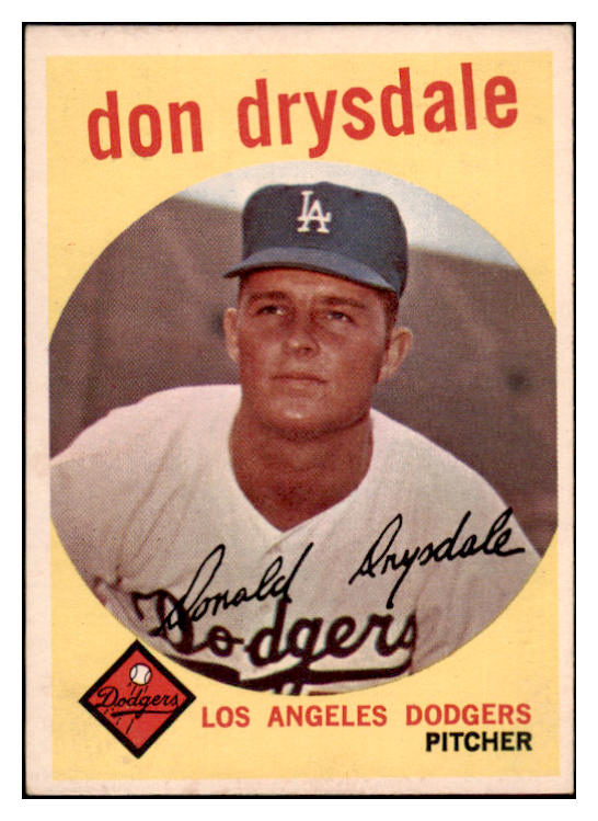 1959 Topps Baseball #387 Don Drysdale Dodgers EX-MT 514810