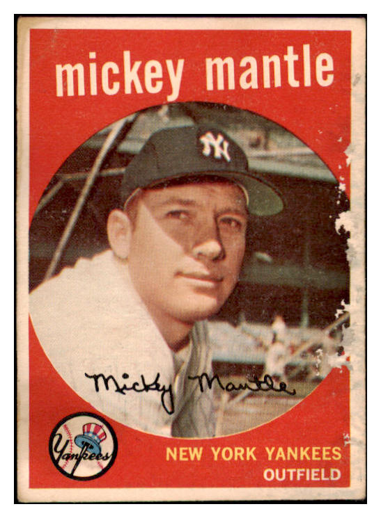 1959 Topps Baseball #010 Mickey Mantle Yankees PR-FR 514868