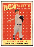 1958 Topps Baseball #487 Mickey Mantle A.S. Yankees VG-EX 514871