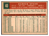 1959 Topps Baseball #040 Warren Spahn Braves VG-EX 1921 514884