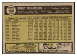 1961 Topps Baseball #180 Bobby Richardson Yankees EX-MT 514911