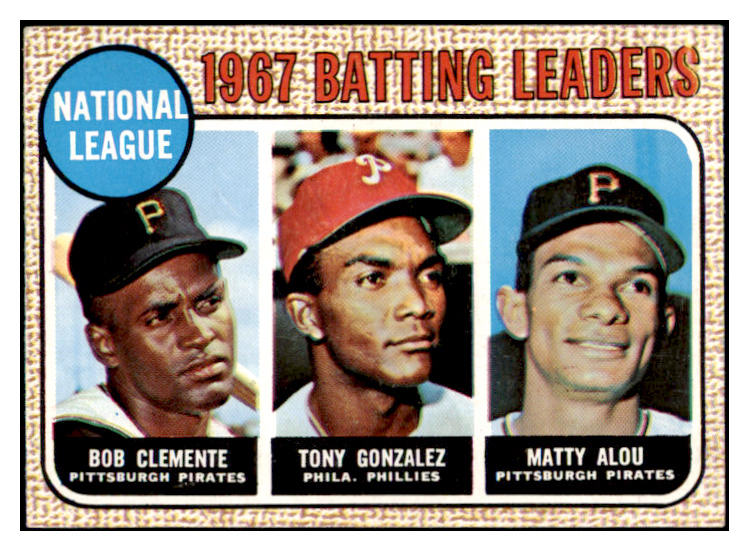 1968 Topps Baseball #001 N.L. Batting Leaders Clemente NR-MT 514921