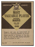 1961 Topps Baseball #478 Roger Maris MVP Yankees VG-EX 514980