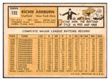 1963 Topps Baseball #135 Richie Ashburn Mets VG-EX 515006