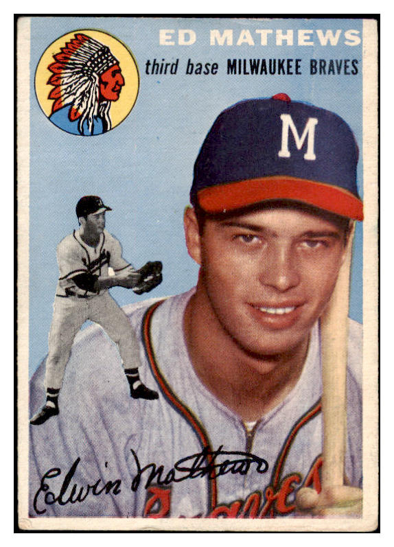 1954 Topps Baseball #030 Eddie Mathews Braves VG-EX 515037