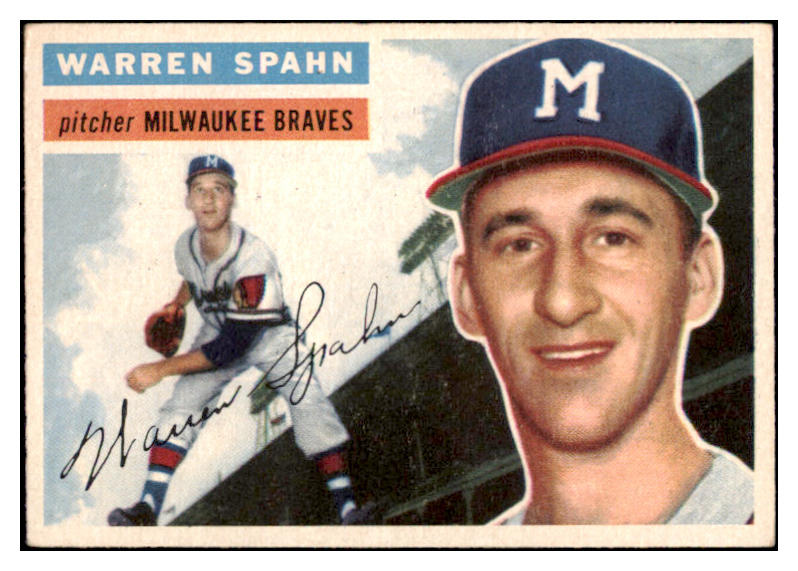 1956 Topps Baseball #010 Warren Spahn Braves EX+/EX-MT White 515067