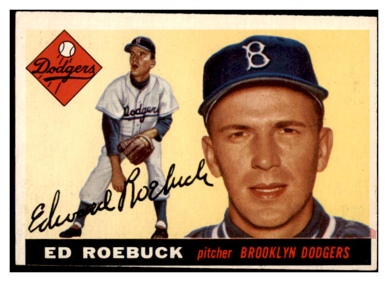 1955 Topps Baseball #195 Ed Roebuck Dodgers EX-MT 515072