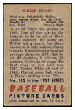 1951 Bowman Baseball #112 Willie Jones Phillies VG-EX 515121