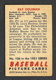 1951 Bowman Baseball #136 Ray Coleman Browns VG-EX 515135