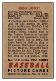 1951 Bowman Baseball #119 Eddie Joost A's EX 515167