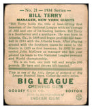 1934 Goudey #021 Bill Terry Giants Poor 515205