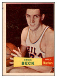 1957-58 Topps Basketball #036 Ernie Beck Warriors EX 515258