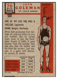 1957-58 Topps Basketball #070 Jack Coleman Hawks VG-EX 515282