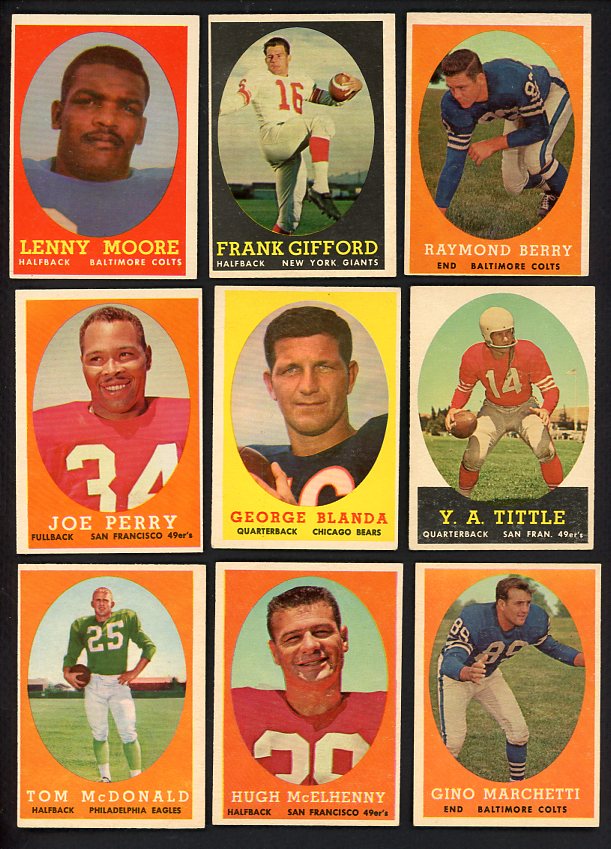 1958 Topps Set Lot 15 Diff EX/EX+ Gifford Berry Tittle Blanda 515367