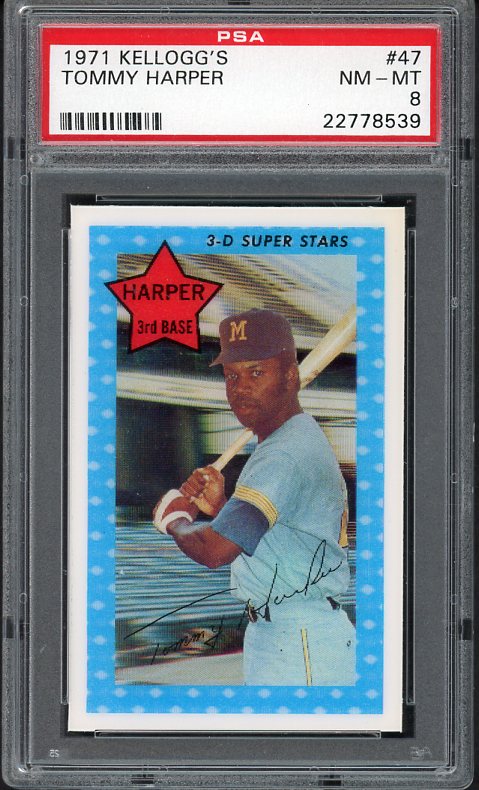 1971 Kelloggs Baseball #047 Tommy Harper Brewers PSA 8 NM/MT 515415