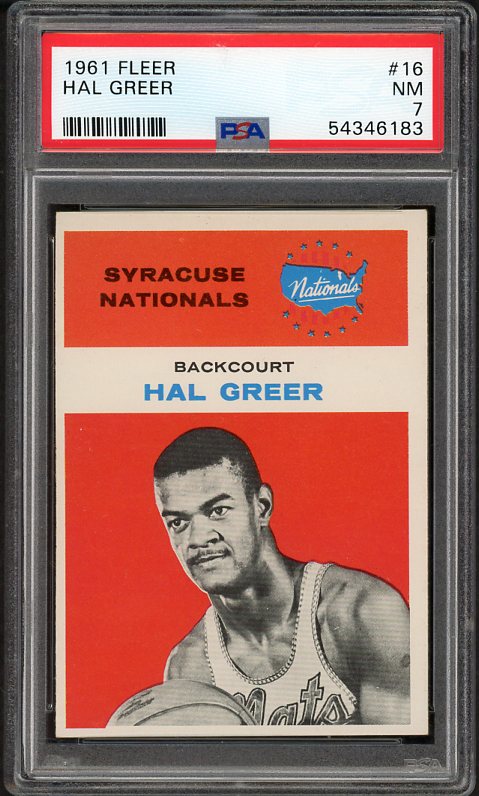 1961 Fleer Basketball #016 Hal Greer Nationals PSA 7 NM 515417