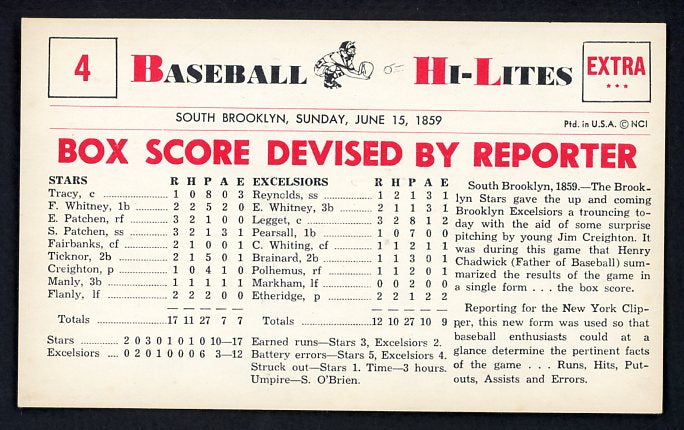 1960 Nu Card Hi Lites #004 Jim Creighton Stars NR-MT 515436