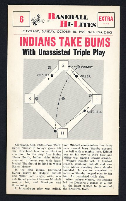 1960 Nu Card Hi Lites #006 Bill Wambsganss Indians NR-MT 515439