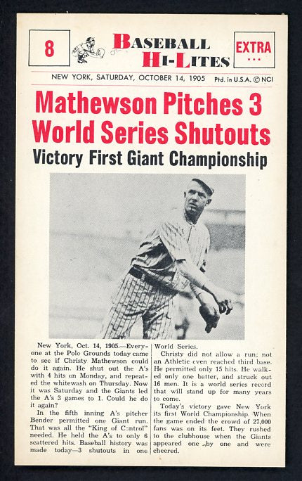 1960 Nu Card Hi Lites #008 Christy Mathewson Giants NR-MT 515440