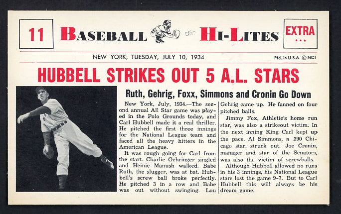 1960 Nu Card Hi Lites #011 Carl Hubbell Giants NR-MT 515442