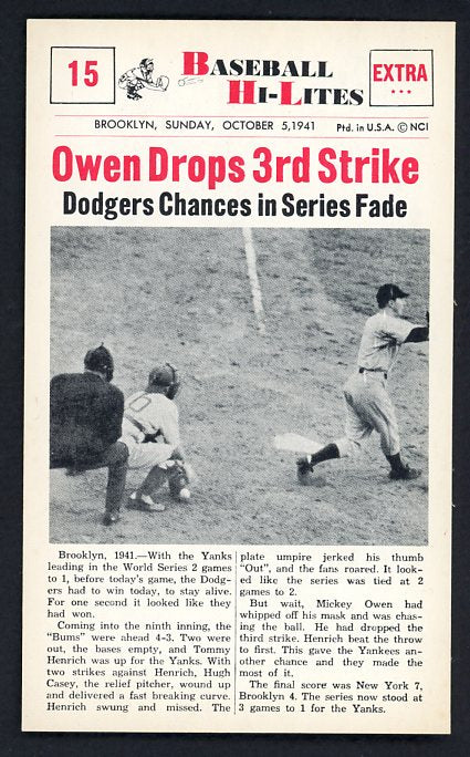 1960 Nu Card Hi Lites #015 Mickey Owen Dodgers NR-MT 515445