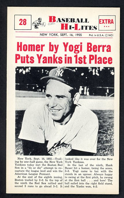 1960 Nu Card Hi Lites #028 Yogi Berra Yankees NR-MT 515452