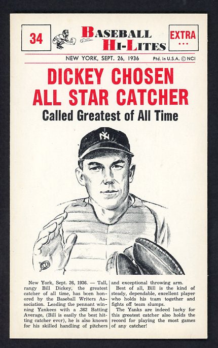 1960 Nu Card Hi Lites #034 Bill Dickey Yankees NR-MT 515458