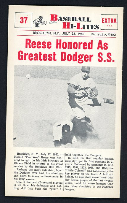 1960 Nu Card Hi Lites #037 Pee Wee Reese Dodgers NR-MT 515461