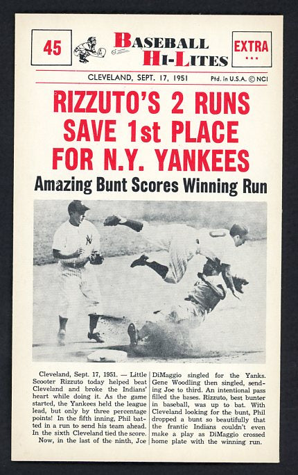 1960 Nu Card Hi Lites #045 Phil Rizzuto Yankees NR-MT 515467