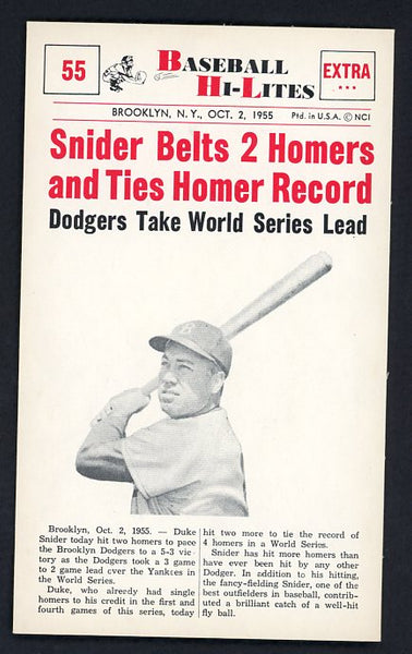 1960 Nu Card Hi Lites #055 Duke Snider Dodgers NR-MT 515473