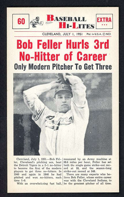 1960 Nu Card Hi Lites #060 Bob Feller Indians EX-MT 515478