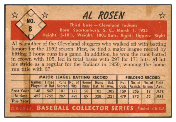 1953 Bowman Color Baseball #008 Al Rosen Indians NR-MT 515564