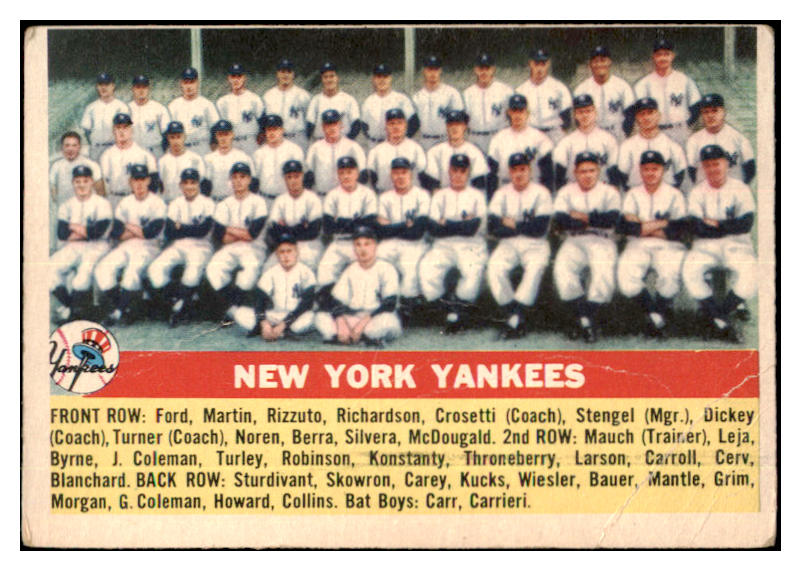 1956 Topps Baseball #251 New York Yankees Team Good 515572