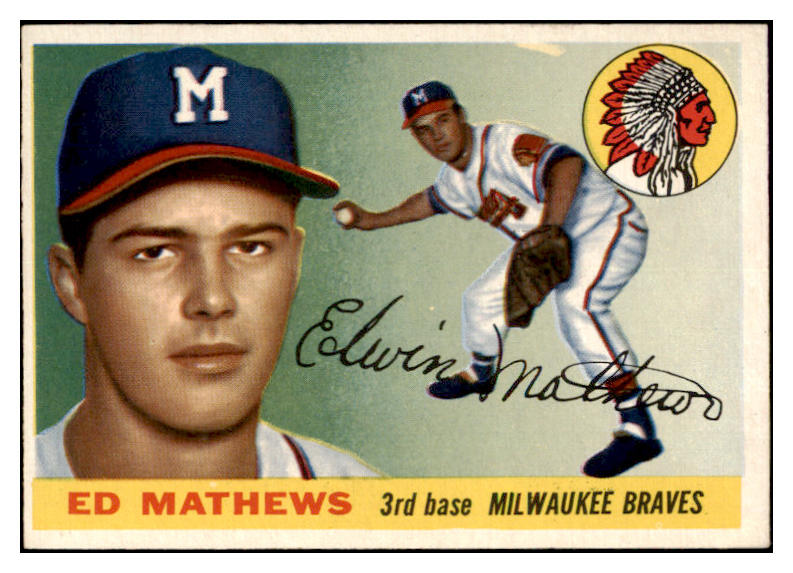 1955 Topps Baseball #155 Eddie Mathews Braves EX-MT 515589